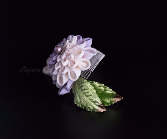 「紫ノ花」つまみ細工ヘアコーム　 3枚目の画像