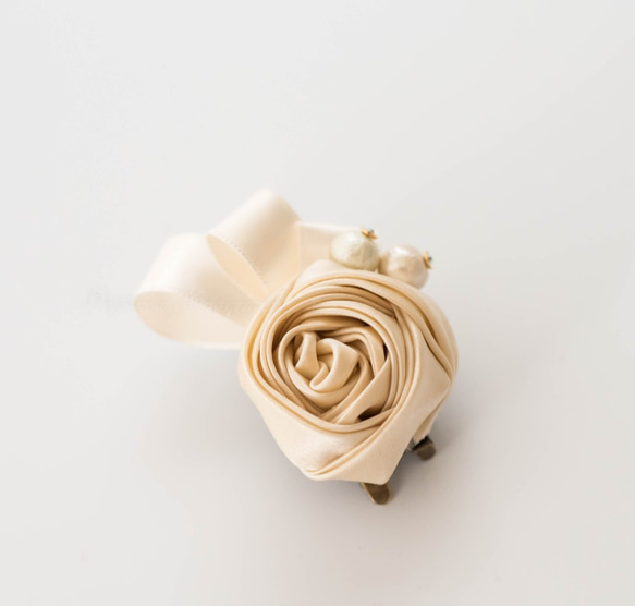 ＜Creema限定＞ 「Ivory rose」　ブローチ＆クリップ 4枚目の画像