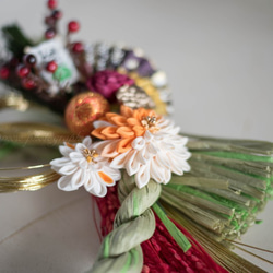 New year wreath 「しめ縄飾り RO001.020W」　つまみ細工のしめ縄飾り 5枚目の画像