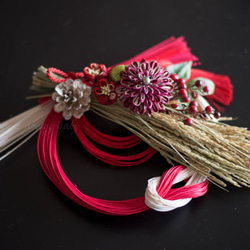 New year wreath 「Yui.SO001.020W」つまみ細工のしめ縄飾り 1枚目の画像