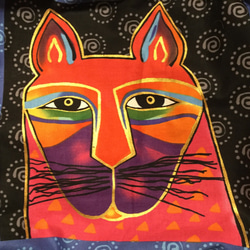 アフリカンプリント×ローレルバーチ 猫パネル エスニック ロング ティアードスカート 3枚目の画像