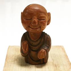 癒しの地蔵「夢蔵muzo」木彫一刀彫10cm(メタセコイヤ) 1枚目の画像