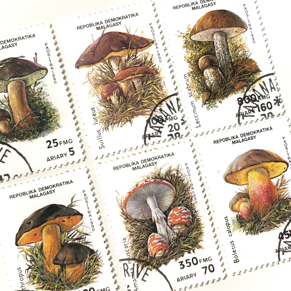 キノコ切手6種類 B（使用済外国切手・古切手）｜アンティーク・ヴィンテージ 2枚目の画像
