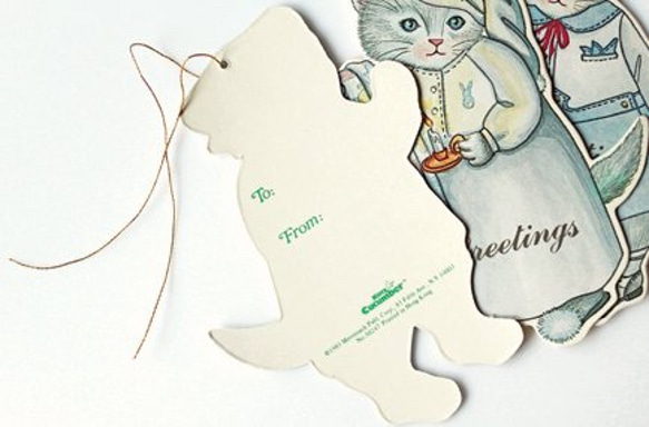 [Kitty Cucumber] Cat gift tag &amp; gold cord 3 types set | dead 第4張的照片