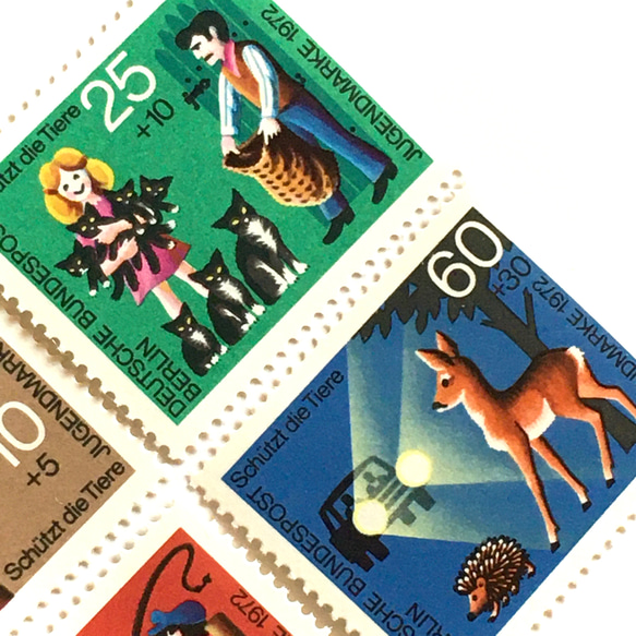 動物保護/動物福利郵票一套 4 種（未使用的外國郵票/未使用的舊郵票）| 古董/復古 第3張的照片