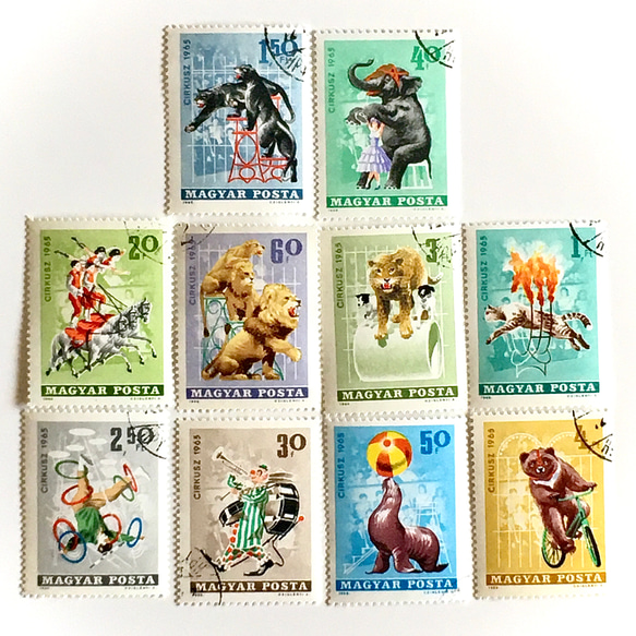 サーカスの切手10種セット（外国切手・古切手）｜ アンティーク・ヴィンテージ 5枚目の画像