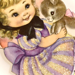 ヴィンテージグリーティングカード ハッピーイースター2種セット｜ウサギと少女（アメリカ） 5枚目の画像