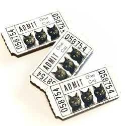 黑貓門票美國木製零件/裝飾零件/木製凸圓形｜美國 第2張的照片