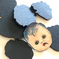 Doll Face USA Wood Parts / Deco Parts / Wooden Cabochon H ｜ 美國 第3張的照片