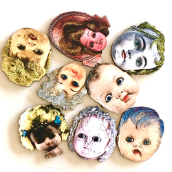 Doll Face USA Wood Parts / Deco Parts / Wooden Cabochon H ｜ 美國 第4張的照片