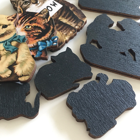 美國 Wood Parts / Deco Parts / Wooden Cabochon Cat E ｜ 美國 第3張的照片