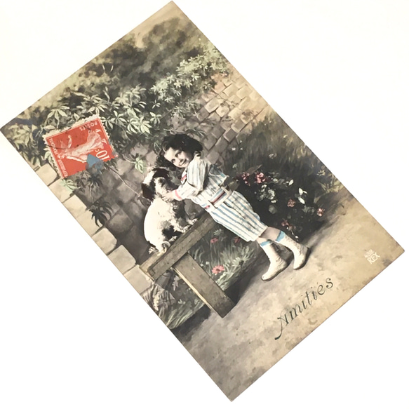 古董明信片 | 狗和男孩（法國） 第1張的照片