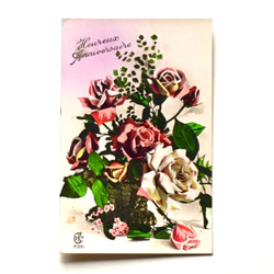 アンティークポストカード 3枚セット バラ・カサブランカ（ユリ）・パンジー（ビオラ）・ダリア｜フランス 3枚目の画像