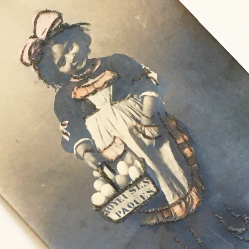 アンティークポストカード　エプロン姿の少女 アンティークポストカード エプロン姿の少女