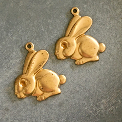 黃銅沖壓吊飾 2 隻兔子｜死貨（復古古董） 第2張的照片