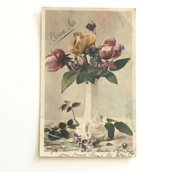 アンティークポストカード3種セット  パンジー（ビオラ）・バラ｜フランス 7枚目の画像