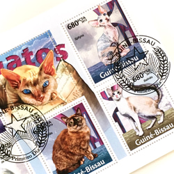 ネコ切手6種シート ギニアビサウ（外国切手・古切手）|アンティーク・ヴィンテージ 3枚目の画像