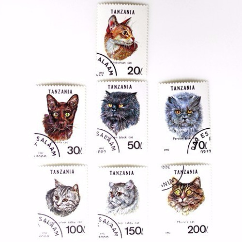 ネコ切手7種セット タンザニア 年外国切手・古切手