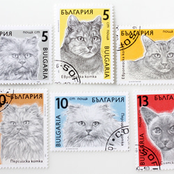 一套 6 枚貓郵票保加利亞 1989 年（外國郵票/舊郵票）| 古董/復古 第2張的照片
