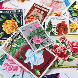 【売約】1875 【未使用】外国切手 世界各国 ヴィンテージ バラ切手大量まとめ 世界の薔薇（バラ）の花切手アソート 20枚入（外国切手・古切手