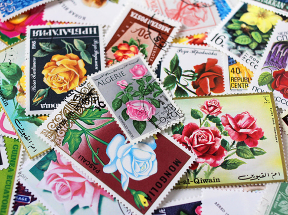 世界玫瑰（玫瑰）花卉郵票什錦20枚（洋郵票/舊郵票）|仿古/復古 第1張的照片