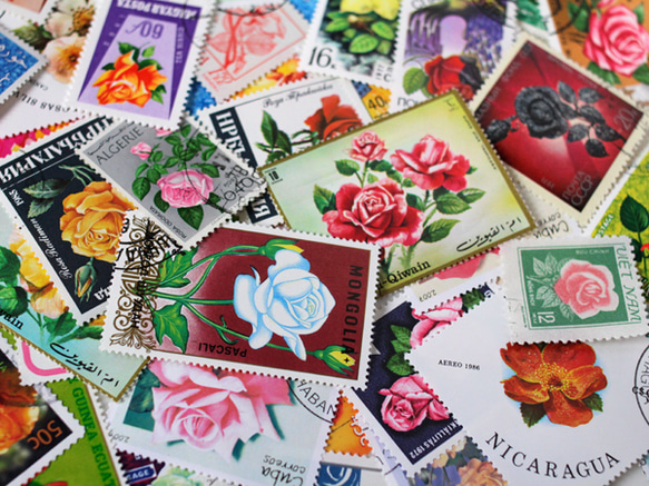 世界玫瑰（玫瑰）花卉郵票什錦20枚（洋郵票/舊郵票）|仿古/復古 第2張的照片
