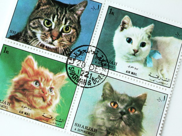 4種貓郵票1972年阿拉伯聯合酋長國（外國郵票/舊郵票）|古董/年份 第2張的照片