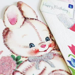 老式賀卡2套|兔子“生日快樂”（美國） 第2張的照片