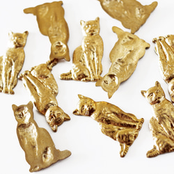 黃銅坐貓凸圓形裝飾零件 | 滯銷商品（復古）美國 第3張的照片