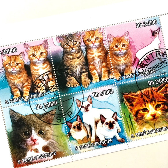 6 張貓郵票 | 聖多美和普林西比民主共和國（外國郵票/舊郵票） | 古董/復古 第2張的照片