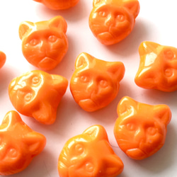 ネコのチェコガラスビーズ （横穴タイプ）｜オレンジ（デッドストック・ヴィンテージ・アンティーク） 2枚目の画像