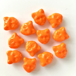 ネコのチェコガラスビーズ （横穴タイプ）｜オレンジ（デッドストック・ヴィンテージ・アンティーク） 3枚目の画像