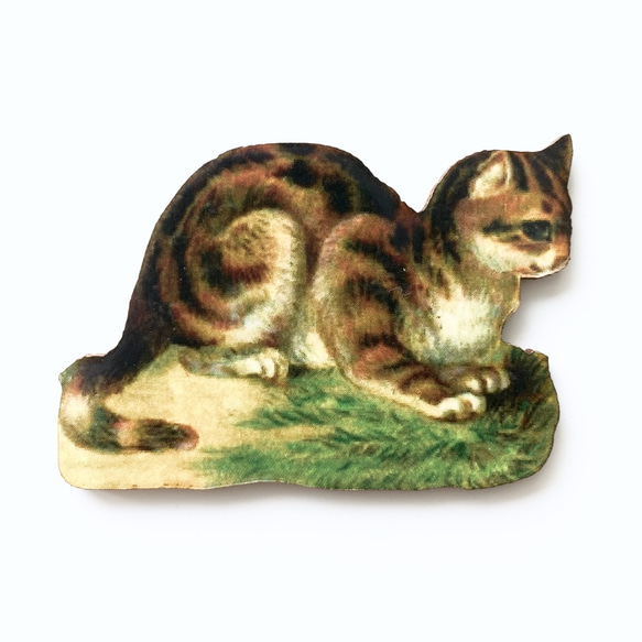 維多利亞時代的貓H木質零件/裝飾零件/木製凸圓形|英國 第1張的照片