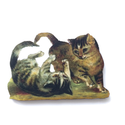 維多利亞時代的貓J木/裝飾零件/木製圓形寶石|英國 第1張的照片