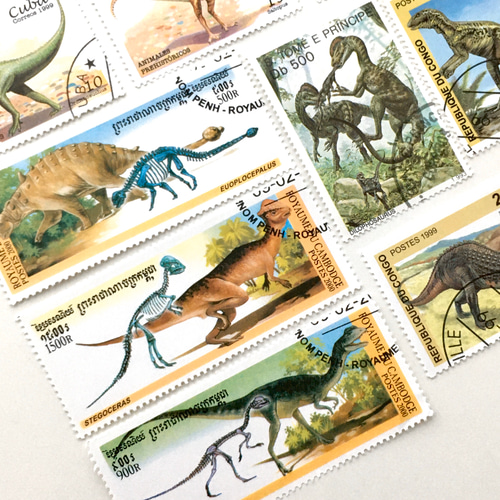 切手　使用済み　海外　世界切手　恐竜　stamp スタンプ　大量　まとめ売り 3254 外国切手 ポーランド 1965年 先史時代の恐竜 10種 未使用