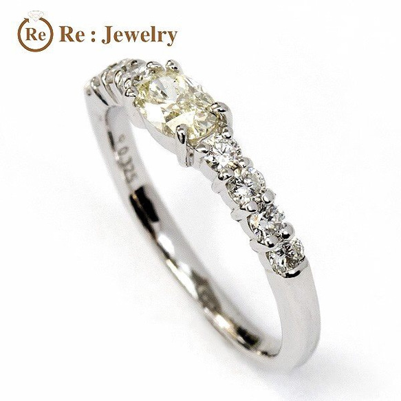 PT900 0.325ct M/VS2/オーバル イエローダイヤ リング 指輪 指輪 