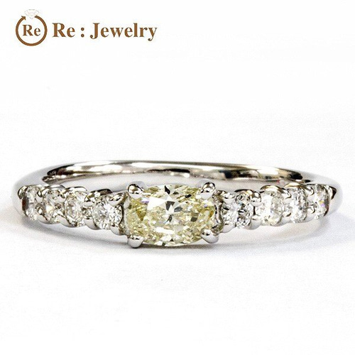 PT900 0.325ct M/VS2/オーバル イエローダイヤ リング 指輪 指輪 