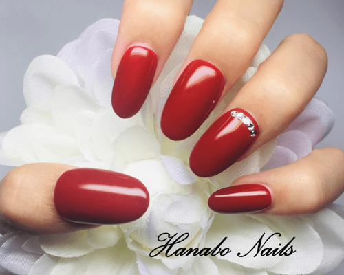 ネイルチップ　赤とストーン つけ爪 0_2172b8f66f355e0633e728f4e6e8