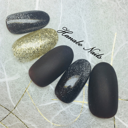 No.39]ダークブラウン/こげ茶/マグネットネイル/ゴールド/秋冬