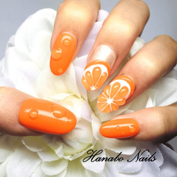 No.15]オレンジ/フルーツ/涼し気/水滴/ジューシー/春夏/付け爪/ネイル