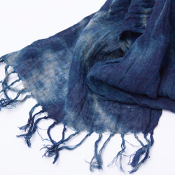 久留米絣「麻・藍染めストール」 4枚目の画像