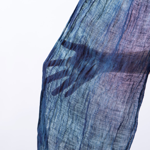 久留米絣「麻・藍染めストール」 8枚目の画像