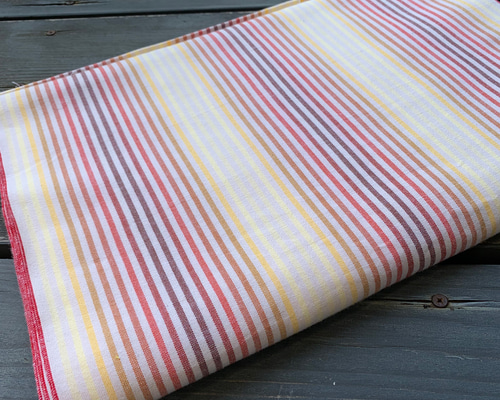 久留米絣「グラデーション縞」キナリ/赤〜黄系（＊1mからの