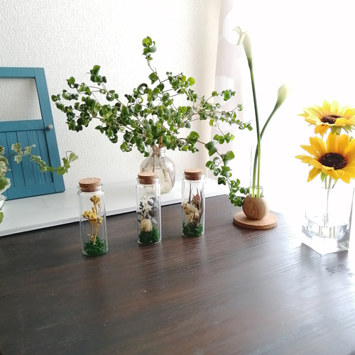 3本セット価格】ドライフラワーのミニボトルアレンジ ボトルフラワー