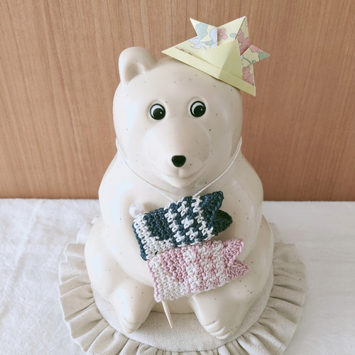 【受注制作】しろくま貯金箱　こどもの日のカブト⑤ホワイト 受注制作】しろくま貯金箱こどもの日のカブト⑤ホワイト