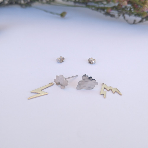 シルバー950 かみなり雲2WAYピアス ピアス（スタッド・一粒