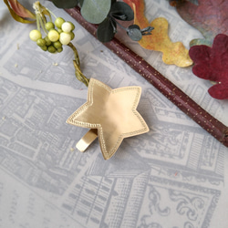 真鍮星のポニーフック　秋ヘアゴム変更無料　ヘアカフス　スター 3枚目の画像