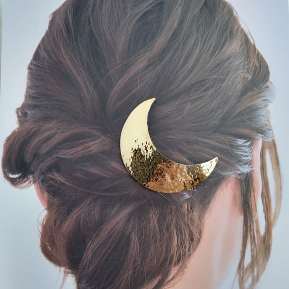 真鍮三日月ヘアコーム　髪飾り 5枚目の画像