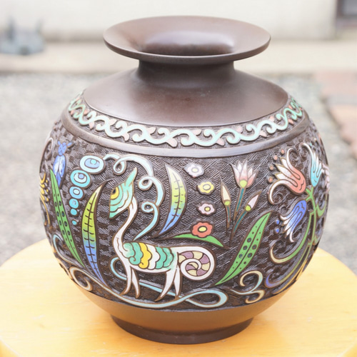 泥七宝青銅花瓶「幻獣」 一輪挿し・花瓶・花器 和銅寛 通販