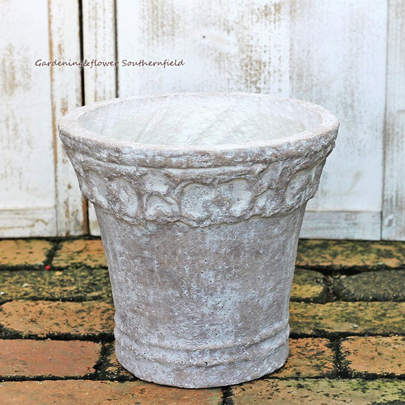 ガーデニング雑貨 アンティーク調 軽量 植木鉢 グレーシュフラワー